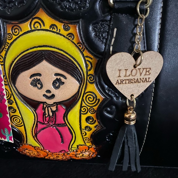 Vegan Handbag, Our Lady of Guadalupe, Black Handbag, Vegan Bag, Women vegan bag - Picture 5 of 7